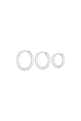 Earrings Set Little Hoops Silver Color Stainless Steel