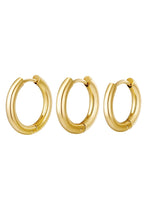 Afbeelding in Gallery-weergave laden, Creoles set 3 hoop earrings Gold Color Stainless Steel
