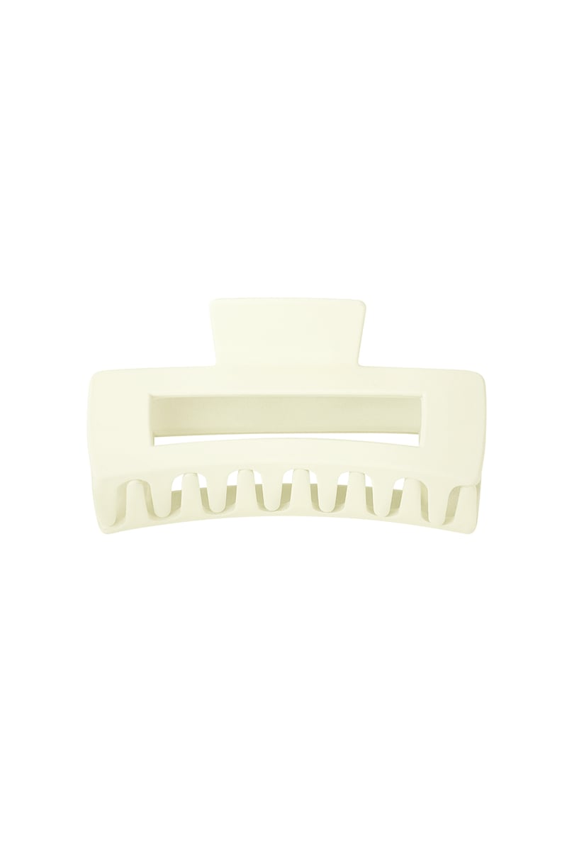 Hair clip rectangle - cream Plastic